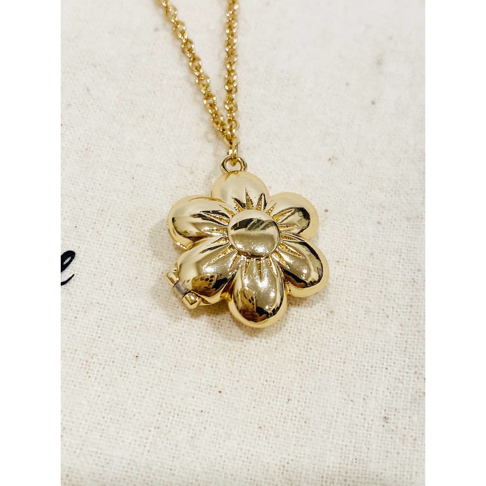 J Crew x Crewcuts Daisy Locket Necklace Gold Chain New - Picture 5 of 6